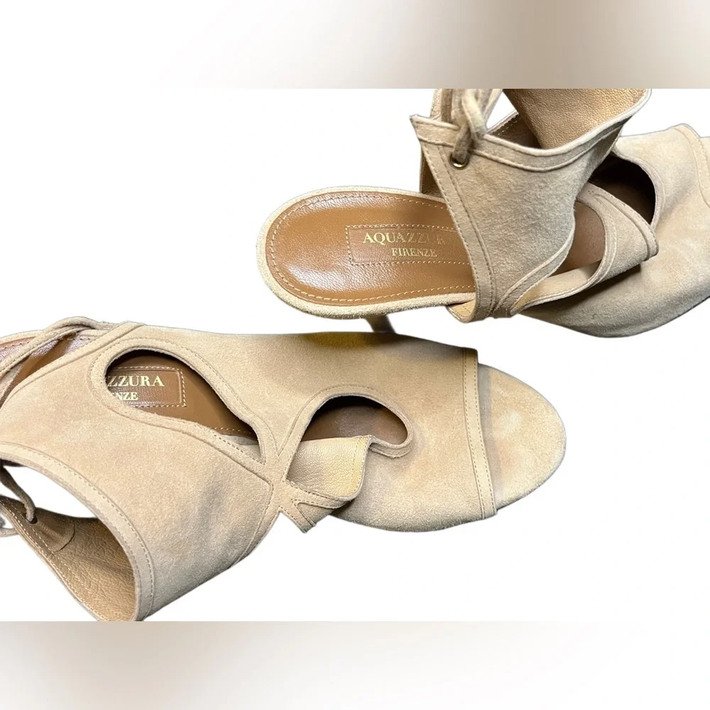 Aquaazzura Women’s Tan lace up Leather High Heels 37.5 EUC - Picture 5 of 11